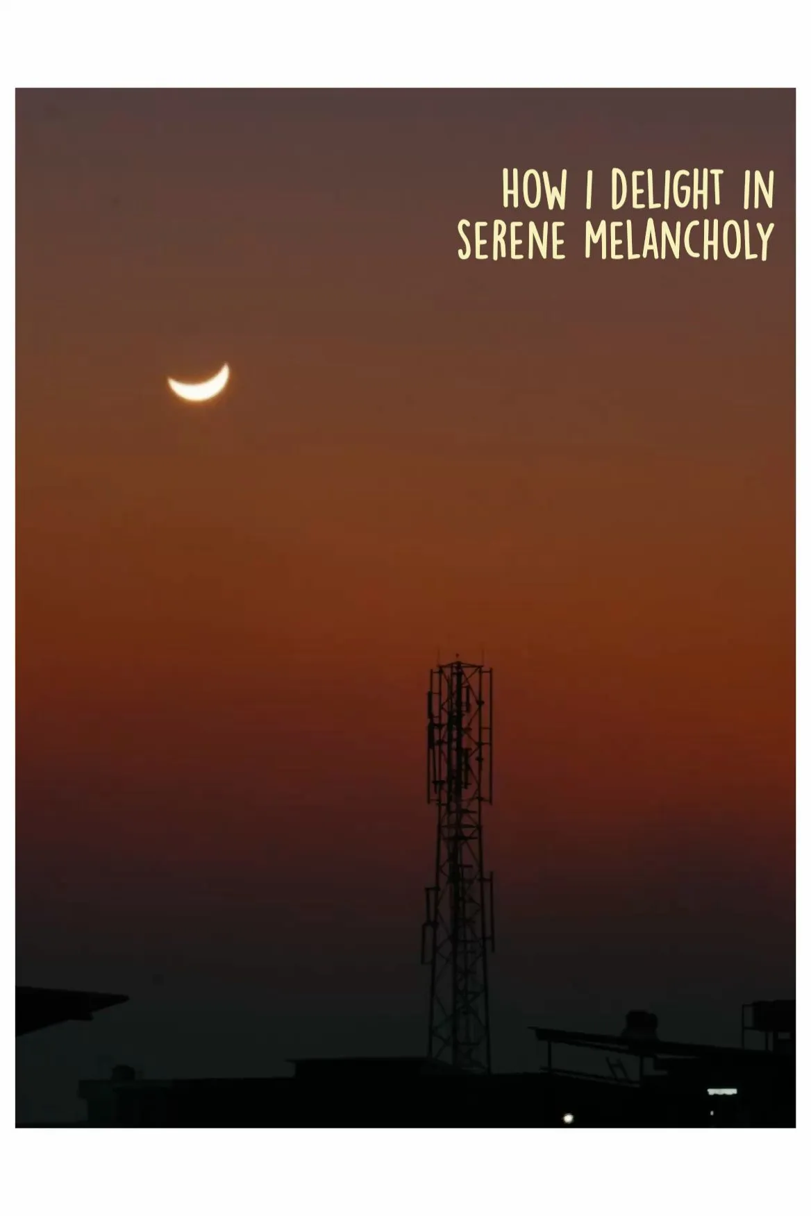 the moon is setting in front of a radio tower