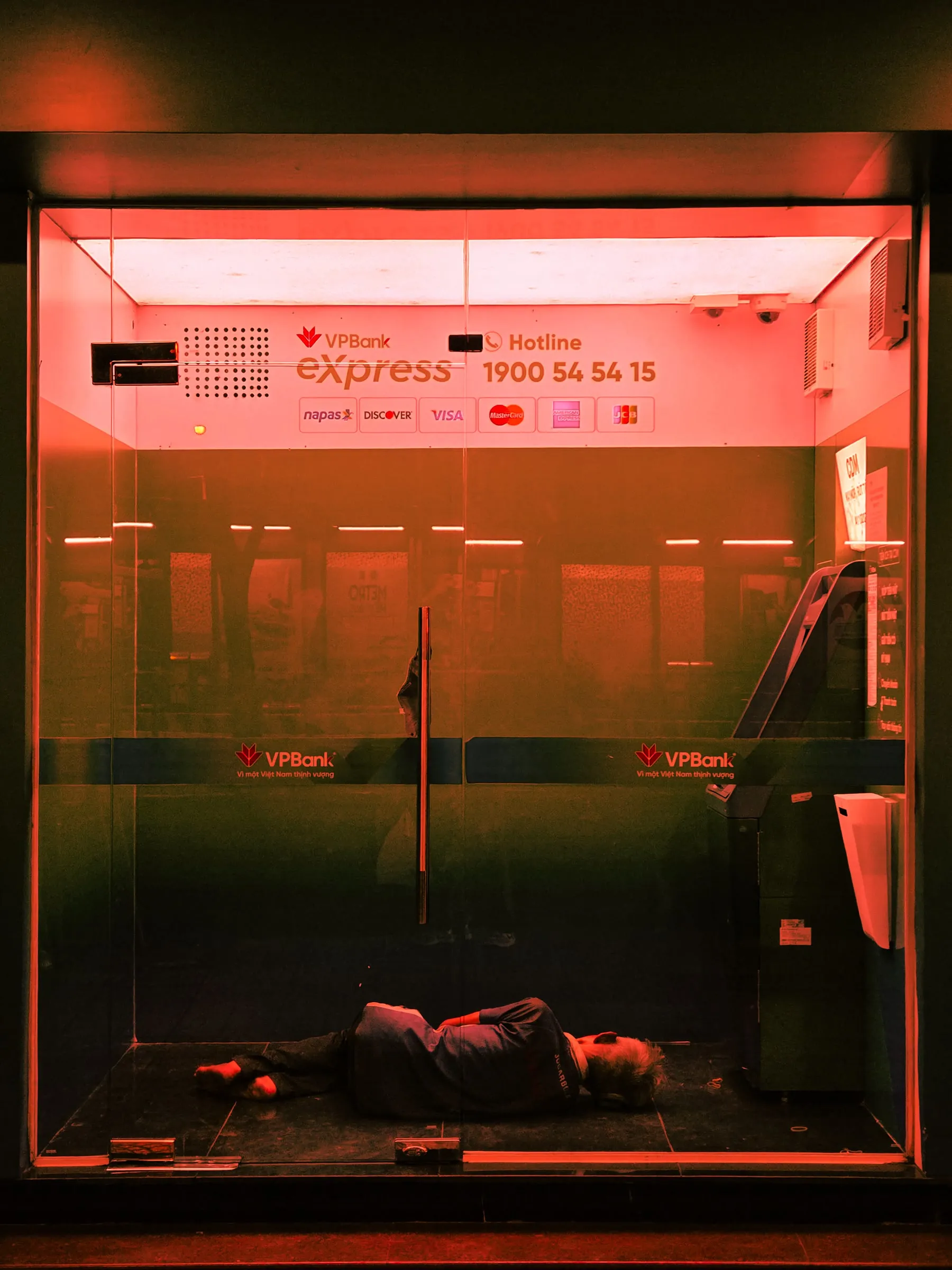 a man sleeping tired at night in ho chi minh